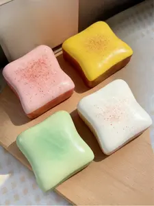 Bread Toast Pinch Toy — Super soft butter toast squeeze toy for soothing decompression; decompression pinch toy — perfect choice for birthday and holiday gifts, daily surprise gift, creative desktop decorations, party favors, spring to summer slime