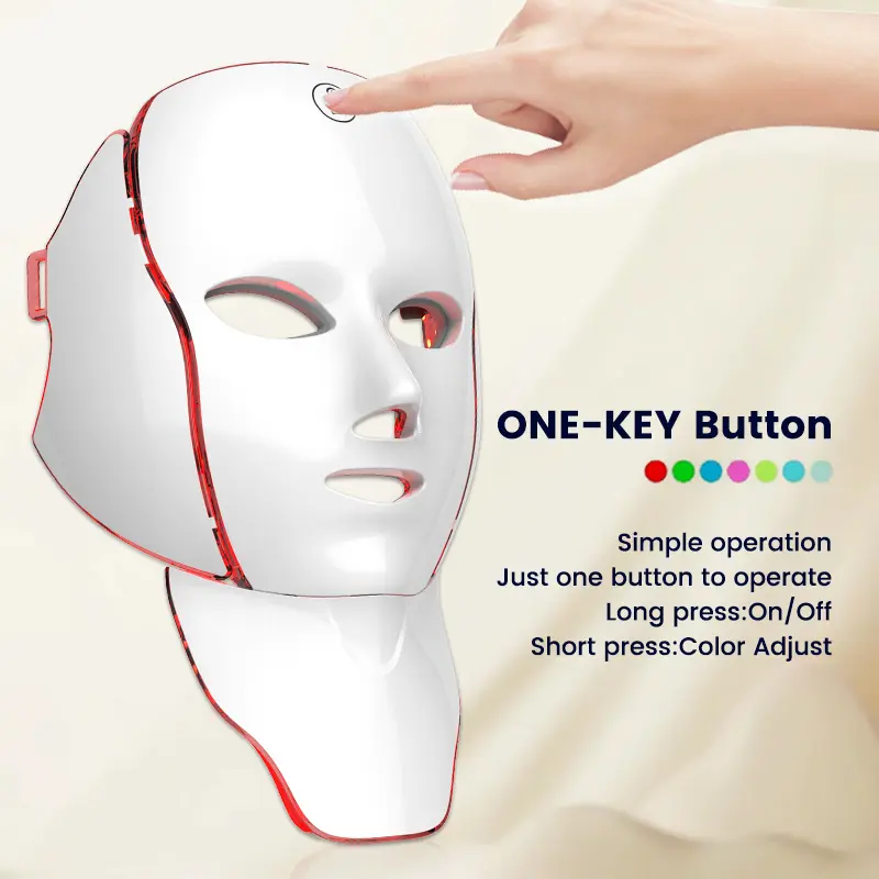 Cordless LED Face Mask with Neck Support - Rechargeable Battery, Replaceable Batteries, 7-Color Home Beauty Device with 138 LEDs for Skin Smoothing, Cell & Abs Care Daily Facial Use, Cells, Daily Facial Care, Home Beauty Enthusiasts, 7-Color Customization