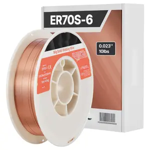 Solid MIG Welding Wire ER70S-6, 0.023-Inch Diameter, 10-Lbs Pack, Low Spatter Mild Steel Filler Wire With High Deoxidizers For All-Position Gas Shielded Welding, Suitable For General Fabrication And Auto Repair