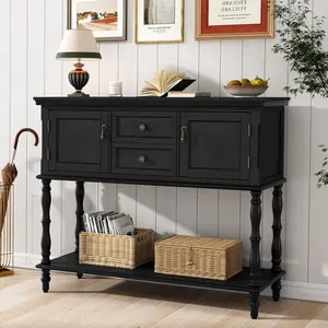 Farmhouse Console Table, Wooden Entryway Sofa Table with 2 Drawers,Coffee Bar, Entryway Table with Storage Shelf, Sofa Tables Buffet Sideboard for Kitchen