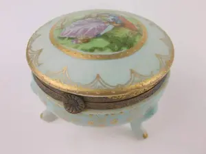 Stunning Antique Footed Trinket Box Signed EID