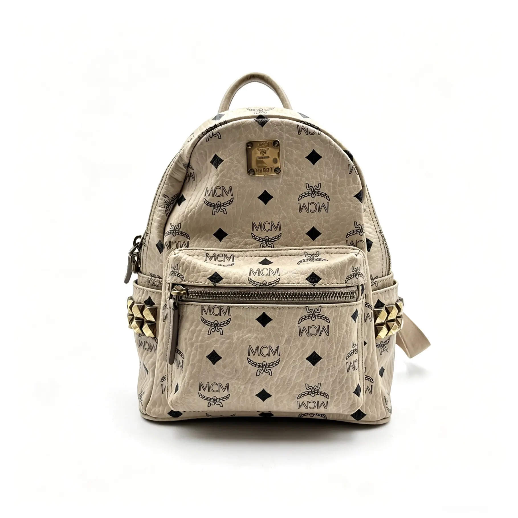 Pre-owned MCM Strong Visetos Classic Print Studded Shoulder Bag HW H03899