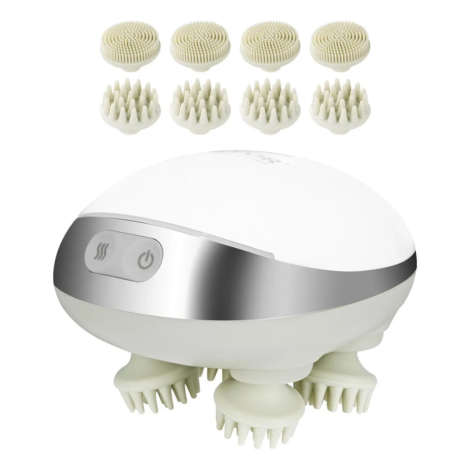 【Summerfinds】VEVOR Cordless Wireless Silicone Electric Scalp Massager with Heat, Rechargeable Portable Kneading Scalp Scratcher, IPX7 Waterproof, 8 Removable Massage Heads for Hair Growth, Stress Relax | Beauty & Personal Care Massage Devices