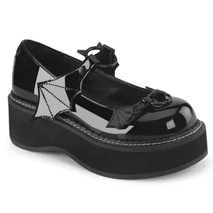 Demonia Emily-23 Black Patent Platforms