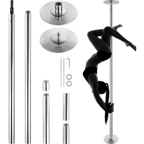 【Fallpicks】VEVOR 45mm Heavy-Duty Stainless Steel Professional Gymnastics Pole - Adjustable, Dual Mode Spinning-Static, Exercise Equipment with Extension Rods, Installation Manual, 200kg Capacity, Portable Removable Home Gym Kit