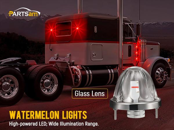 Partsam Watermelon Lights Clear Lens Red LED Side Marker Turn Signal Lights  2Pcs