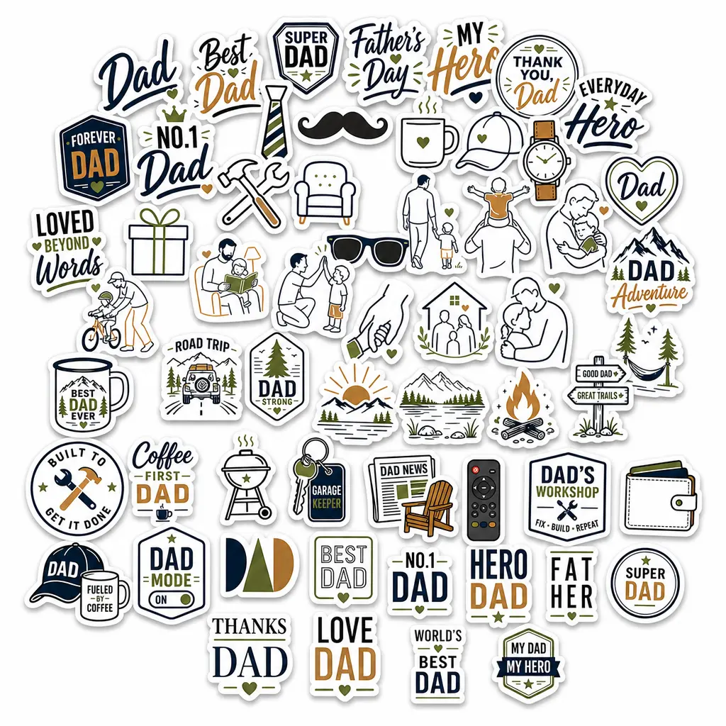 Father's Day Stickers | Minimalist Dad Waterproof Vinyl Decals for Laptop & Bottle