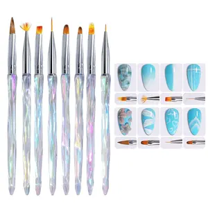8 Pcs/Set Nail Liner Brushes Nail Design Painting Brushes Nail Art Brushes Nail Dotting Pen For Manicure Salon Home 8x Builder-gel Brush Nail Design Painting Brush Nail Liner Brush Nail Art Brush