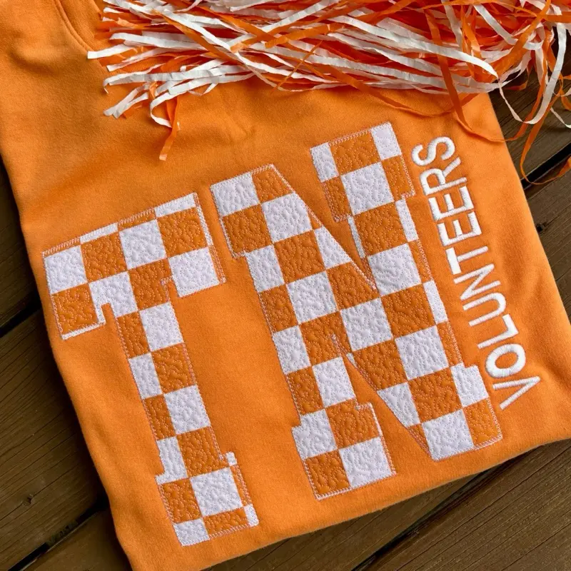 Quilted checker board TN crew sweatshirt
