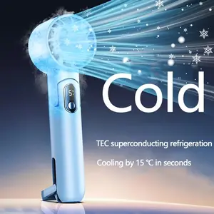 Fan,Mini Handheld Turbine Fan with 4000mah Battery, Ice Pack Design, Foldable, 5 Speed Settings, Includes Lanyard, Ideal for Outdoor Activities