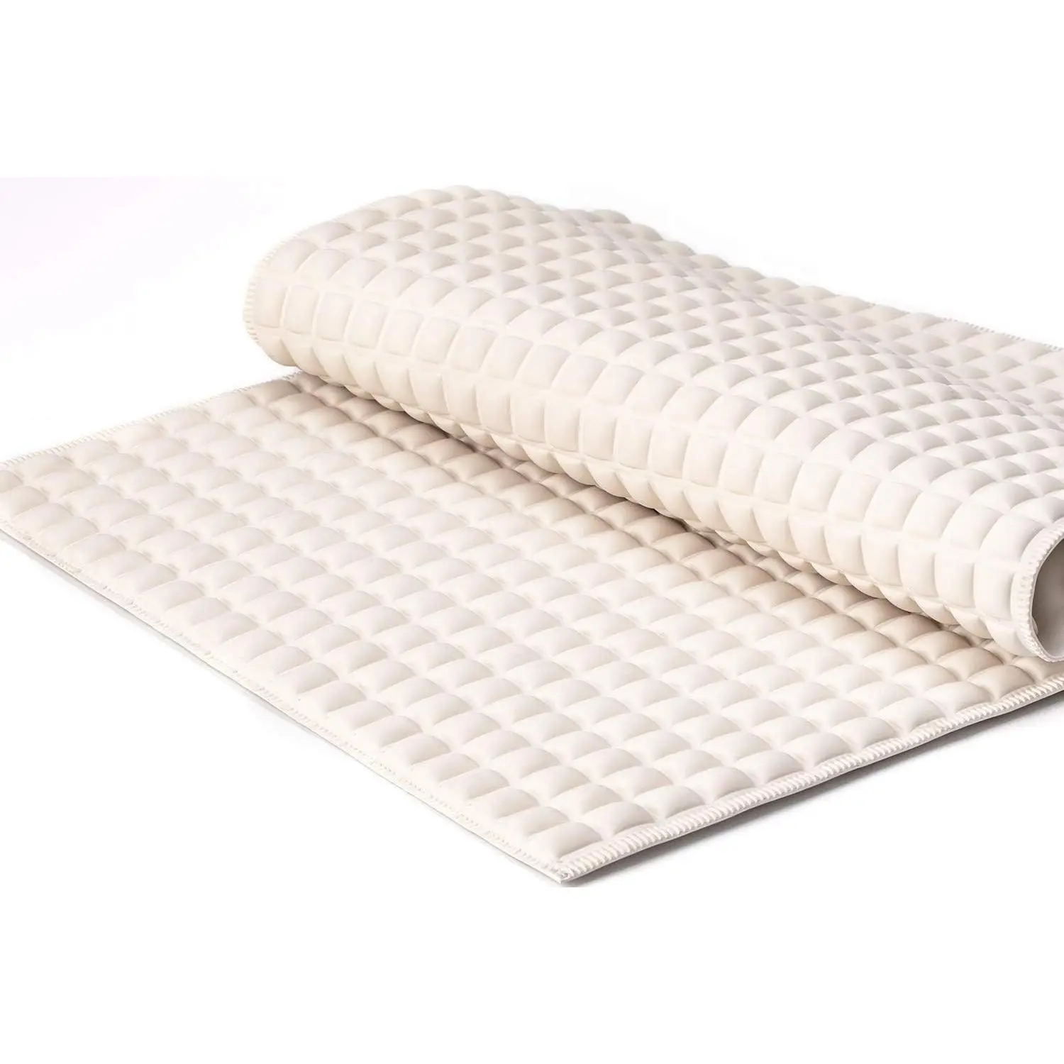 Premium Comfort & Safety Bathtub Mat: 800+ Air-Filled Cells for Cloud-Like Softness & Cushioned Support | Non-Slip Design for Sensitive Feet, Reduces Fatigue, Natural Rubber (Cream)