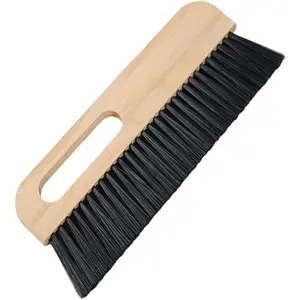 1Pc 11.8 Inch Large Concrete Brush, Long Thick Horsehair Cleaning Brush With Comfortable Wooden Handle, Soft Black Fiber Hand Brush For Masonry Dust Removal