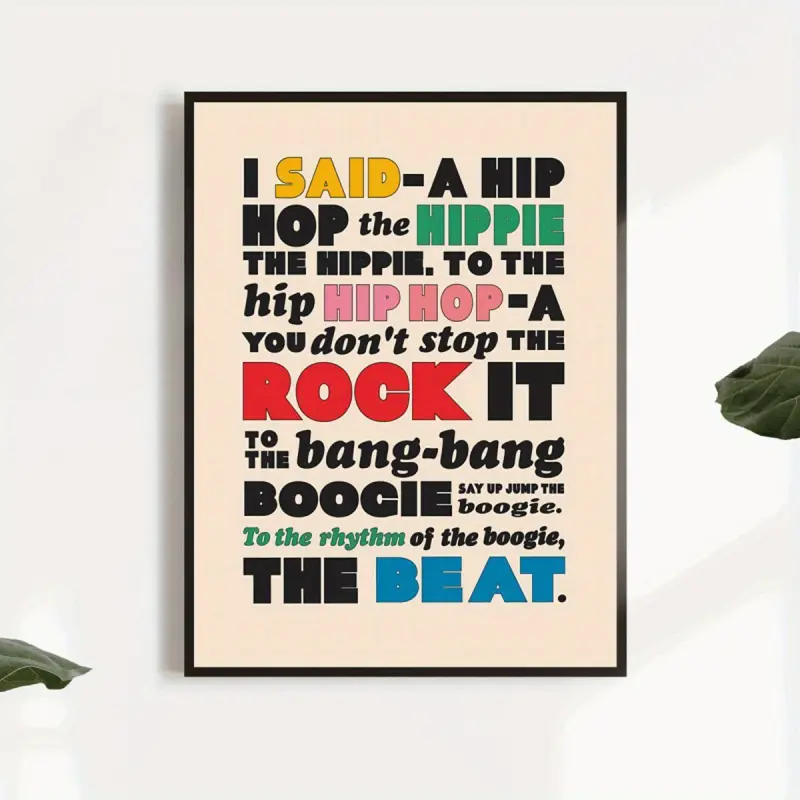 1Pc Canvas Poster, Rappers Delight Print, Hip Hop Lyrics, Hippity Hop Print, Funny Home  , Colorful Wall Art For Office Wall Art For Living Room, Wall   For Bedroom, Home   Room  , No