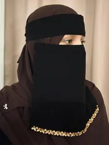Women's Fashion Solid Color Double Layer Veil, Breathable Chiffon Sun Protection Hijab, Multifunctional Muslim Headscarf for Daily Use
