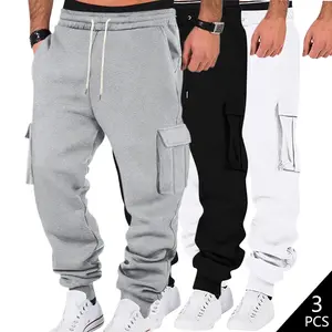 Men’s solid-color drawstring jogger pants with pockets; fashionable casual loose straight-leg pants; men’s fitness travel sports set; machine-washable pants; work pants; outdoor sportswear