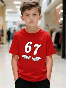 Boys Summer Top 67 Italy Brain Meme T-Shirt, Funny Italian Phrase Kids and Game Tee, Short Sleeve Shirt, Casual Spring Summer