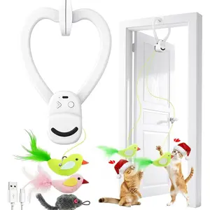 Interactive Cat Toys for Indoor Cats: Automatic Flying Bird Wand Chase Exercise Enrichment Stimulation, USB Rechargeable Durable Safe Hanging for Bored Kittens Adult Multi Cat Households
