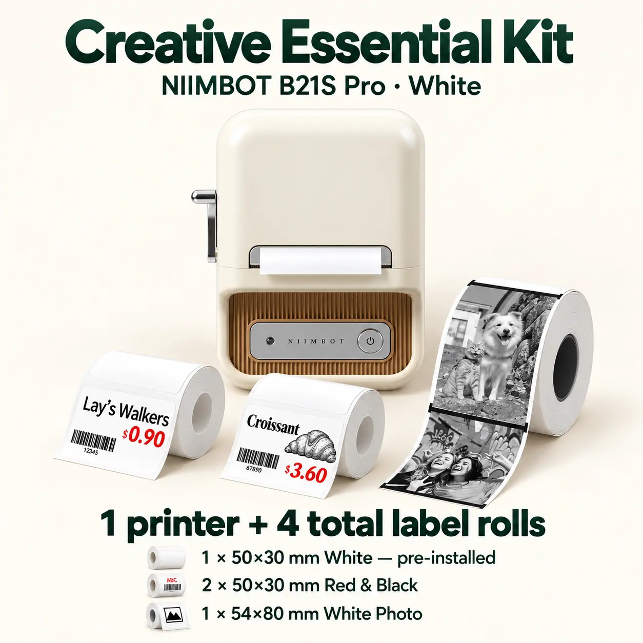 NIIMBOT B21S Pro Creative Labeling System, Bluetooth Thermal Label Printer Kit for Packaging, Branding and Photo Stickers