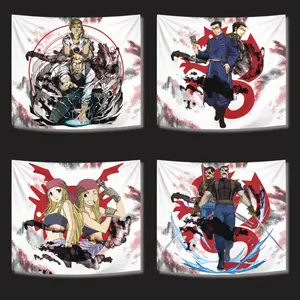 Alchemist Anime Tapestry Wall Hanging - Transmutation Circle Room Decor - Red Dragon Alchemy Symbol Backdrop - Aesthetic Manga Style Wall Art