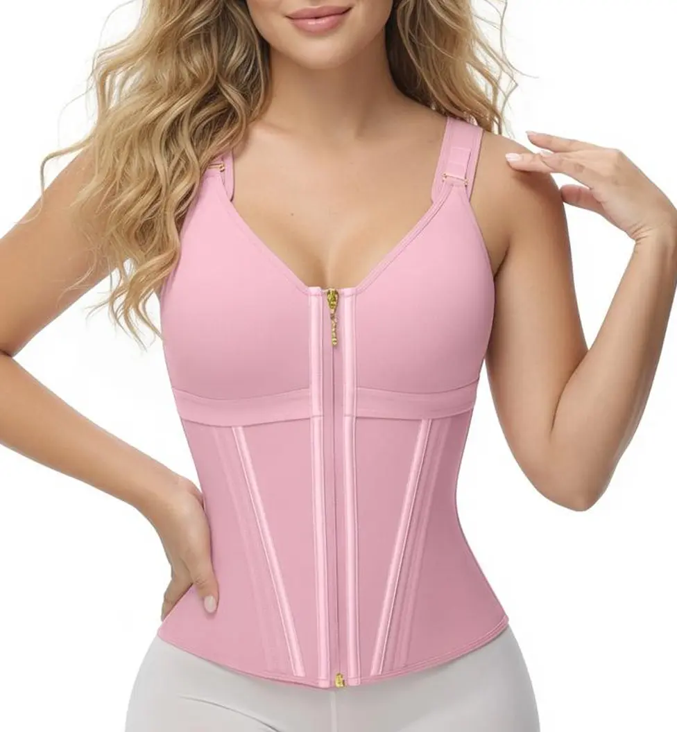ZGQNBelle Women's Waist Trainer Vest, Open Bust Colombian Faja with V-Neck, Double Compression Tummy Control Shapewear for Plus Size 3XL, Wedding, Waist Trainers