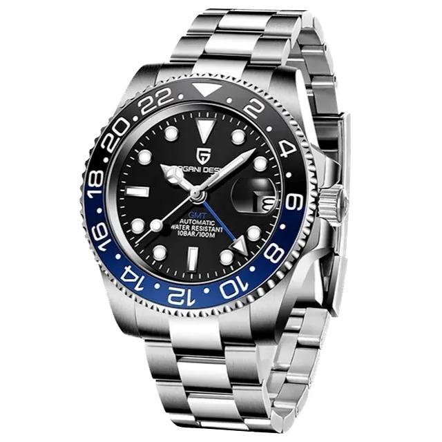 Pagani Design PD-1662 GMT Men's Watch - Automatic Self-Wind, GMT Dual Time Zone, Ceramic Bezel, Sapphire Crystal, 100M Water Resistant, Luxury Sport Watch