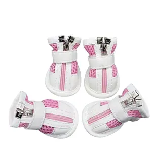 Four Pet Shoes, Dog Shoes, Puppy Paws Paw Protector Booties, Breathable Mesh Zipper Shoes, Durable Waterproof Anti-Slip, Velcro and Zipper Combination, Secure Fit