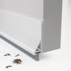 Door Draft Stopper with Brush, 39" Door Sweep for Bottom of Door, Self Adhesive Weather Stripping, Under Door Seal for Dust/Noise/Hot or Cold Air Insulation, White, 1 Pack