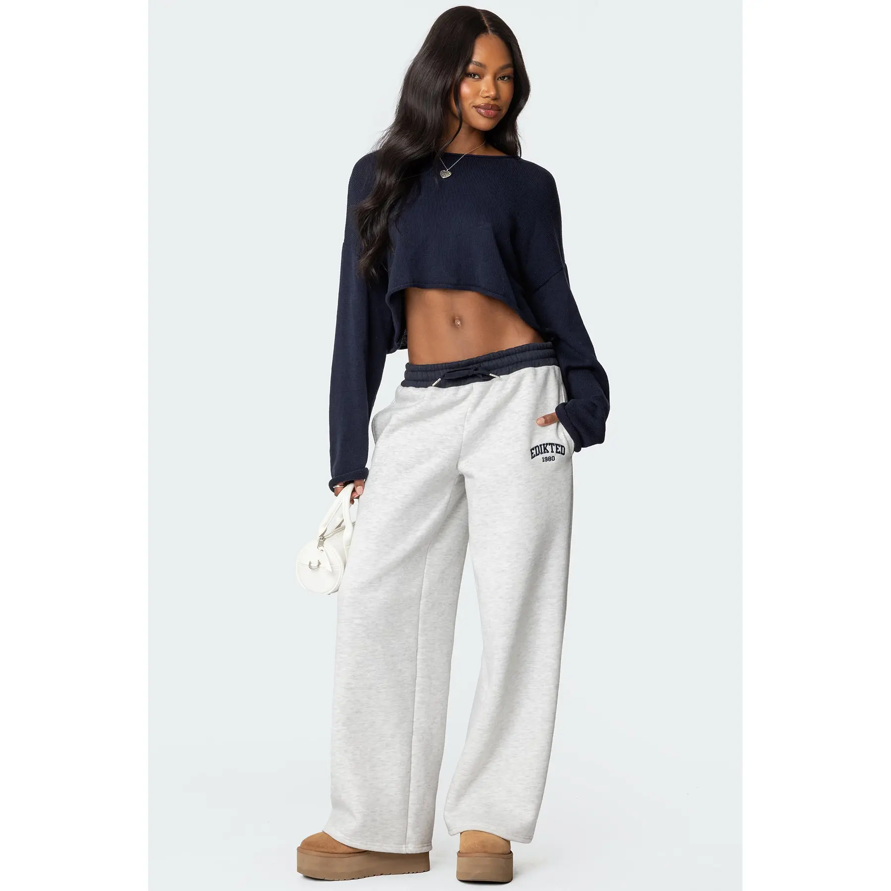 Edikted Contrast Embroidered Sweatpants Edikted Contrast Embroidered Sweatpants