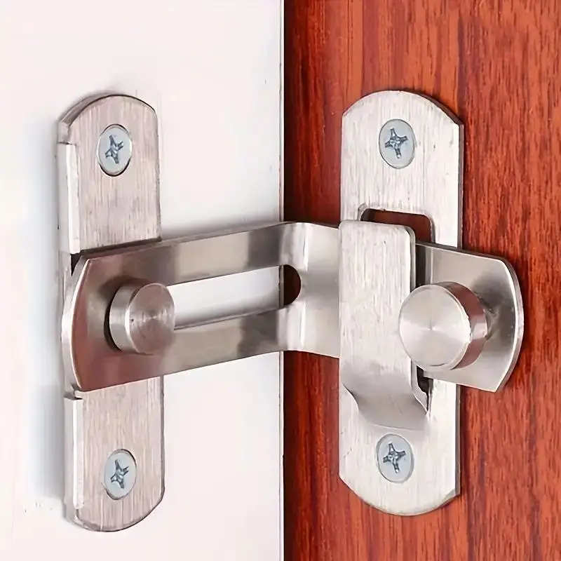 Stainless Steel Door Latch Bolt, 1 Count Right Angle Buckle Gate Slide Latch, Bathroom Door Screen Door Cabinet Sliding Latch Lock