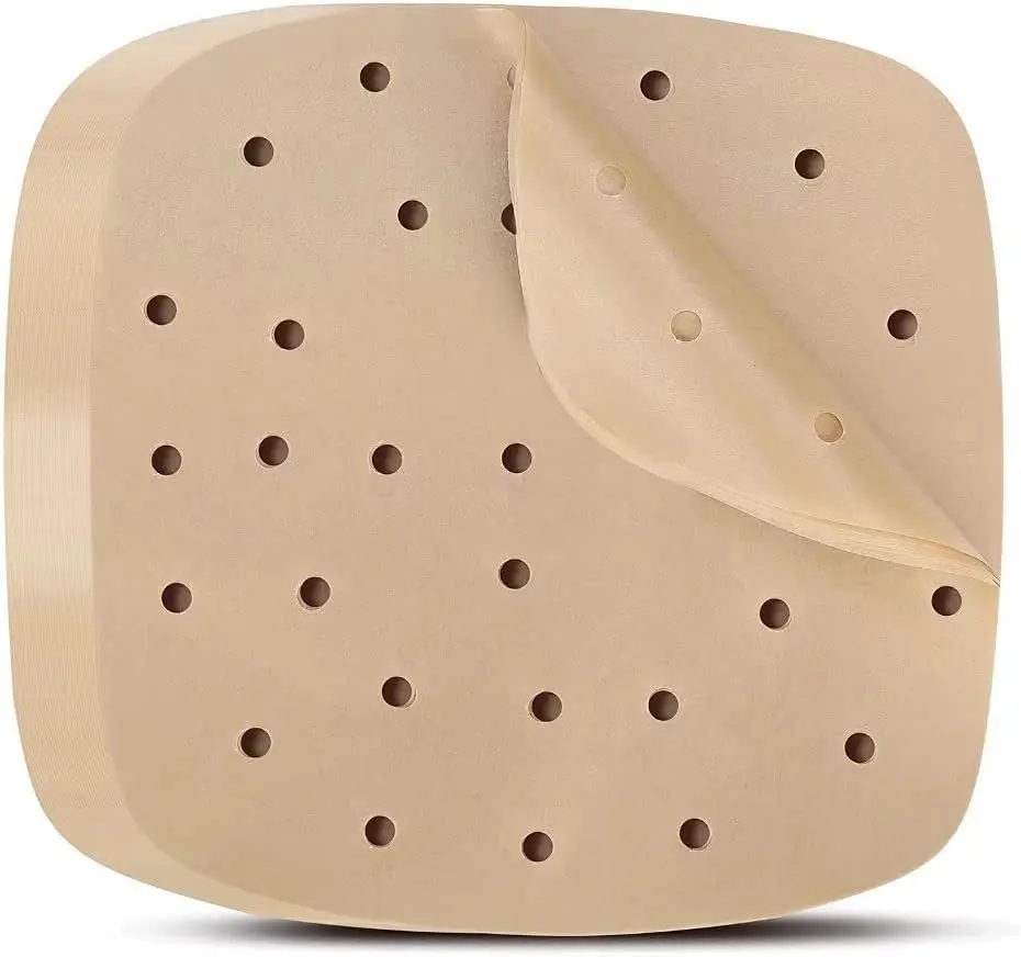 200PCS 8.5 inch Square Perforated Air Fryer Parchment Paper Liners Premium Bamboo Steamer Liner for Air Fryers Baking Cooking Oven
