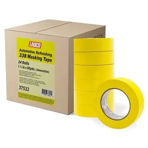 Automotive Masking Tape 1.4in, 24 Rolls Yellow Painters Tape for Car Painting, High Temperature Resistant Refinishing Tape, Clean Removal No Residue, Professional Auto Body Shop Masking Tape Bulk