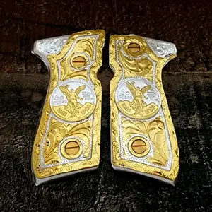 cachas centenario 92fs custom grips gold and silver plated