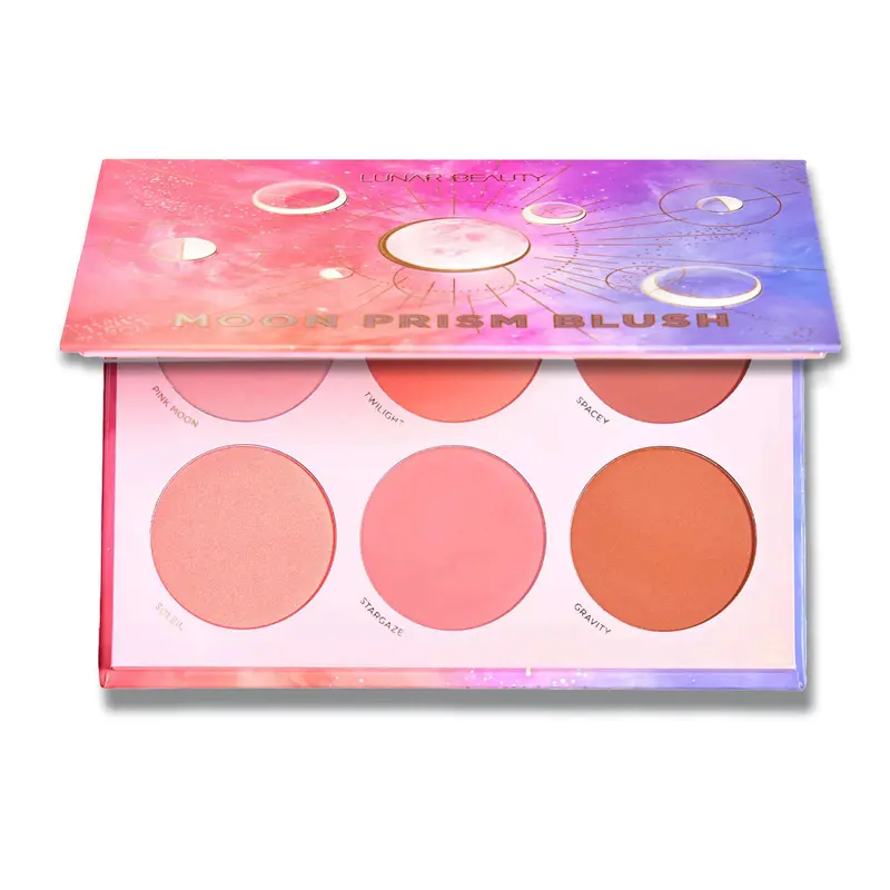 Lunar Beauty Moon Prism Blush Palette - Compact All-Purpose Cheek Palette, Lightweight Cosmetic with Twilight Vibes, Bright Matte & Assorted Shades Blush, Everyday Versatile Makeup (5 Matte, 1 Shimmer Finishes)