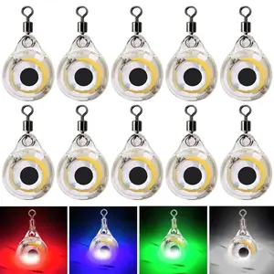 10Pcs Mini Fishing Blinking Lures Light LED Deep Drop Underwater Eye Shape Fishing Squid Fishing Bait Luminous Lure for Attracting Fish