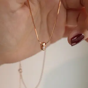 S925 Sterling Silver Dainty Bean Necklace for Women, Minimalist Geometric Pendant, Viral TikTok Jewelry, Elegant Everyday Layering Chain