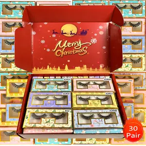 30 Pairs DD Curl Russian Style Synthetic False Eyelashes, Mixed Styles, Reusable Curly Strip Lashes, Perfect for Make Up and Daily Use,Christams Gift Eyelash Pack for Friend and Family