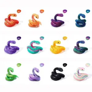 SleekHush 30-in Articulated 3D Printed Snake Toy - Smooth, Hyperrealistic Life-Sized with Lifelike Eyes, Twistable Joints, Jet Desk Decor for Aesthetic Setups, Stress Relief (Sports & Outdoor Fan Shop Gaming Accessory)