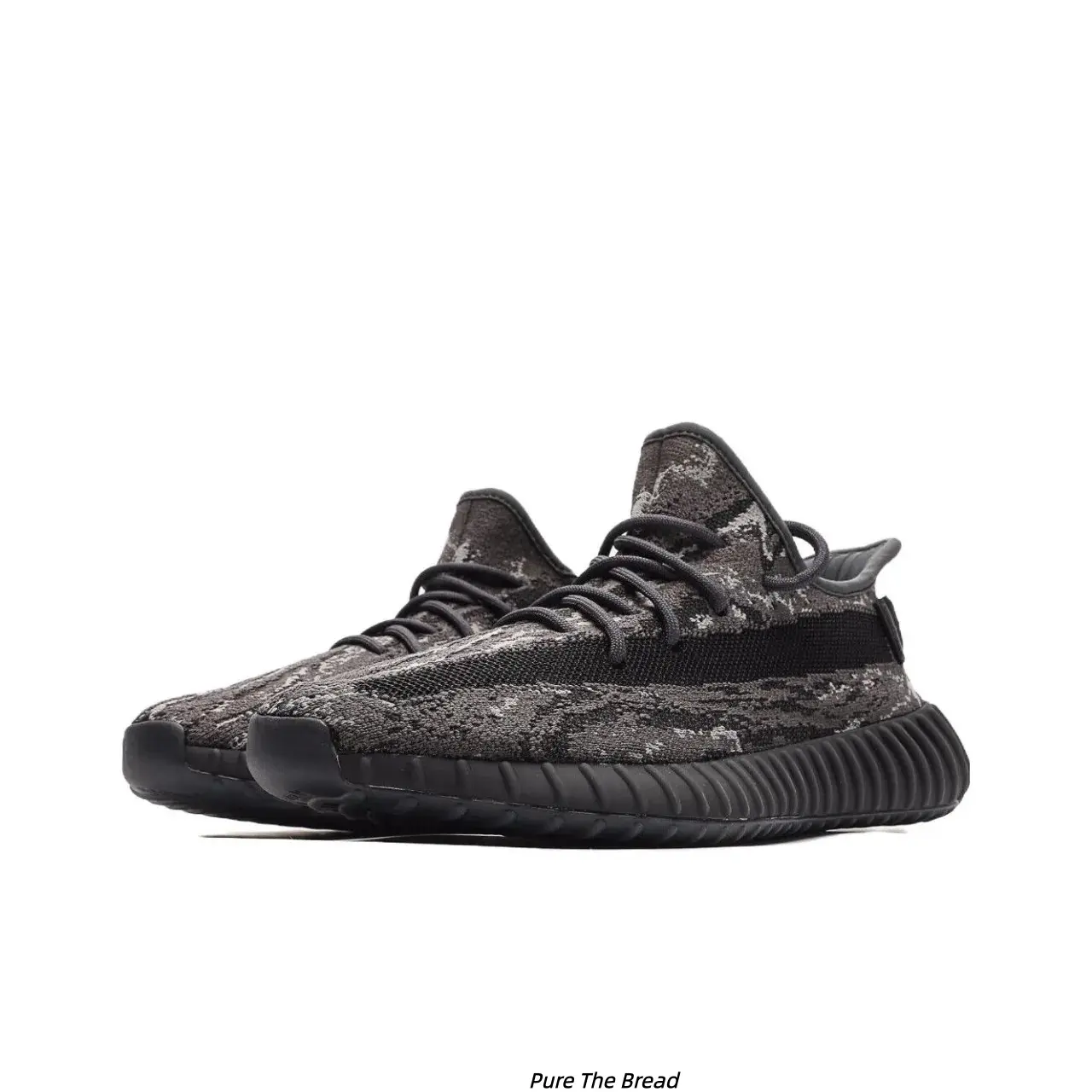 Solid Dark Black Heather Knit Lightweight Jogging Shoes Ultra Soft Shock Absorbing Matte Black Wave Outsole Breathable Slip Resistant Casual Walking Trainers Unisex