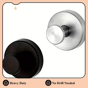 Viral Heavy Duty Suction Cup Hooks 2 Pack | 1 Matte Black & 1 Silver | No Drill Wet-Proof for Kitchen Bathroom | Towel Robe Loofah Wreath Hanger on Glass Tile Metal purse organizer rotating