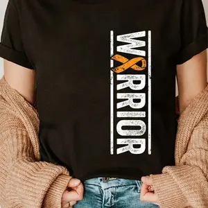 100% Cotton Multiple Sclerosis Warrior - Vertical MS Awareness Ribbon T-Shirt