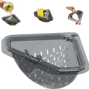 Triangle Magnetic Sink Strainer, Anti-Clog Kitchen Food Waste Filter Basket, Punch-Free Drain Rack for Sink Corner