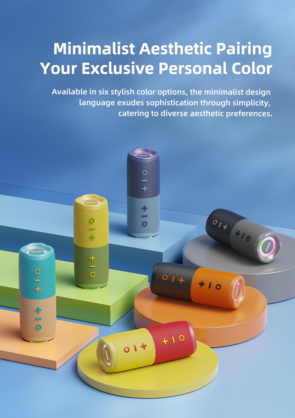 10W*2【ZEALOT】Portable wireless speaker, Magnetic Split speaker, RGB ambient light, outdoor Bluetooth speaker surround sound, TWS pairing,long battery life,supports USB/TF/AUX/BT smartphones. Ideal choice for family/car/party/camping/gift giving