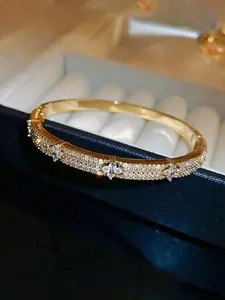Elegant Cubic Zirconia Decorated Bracelet, Fashion Jewelry Accessory for Women, Perfectly Showcases Daily Elegance and Party Charm, An Ideal Gift, Elegant Minimalist Bangle, High Quality Bracelet
