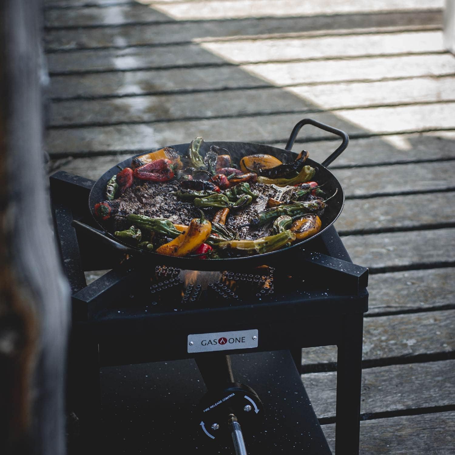 Gas One 275,000 BTU Propane Burner Cooker With Regulator with Steel Braided Hose Outdoor Cooking, Turkey Fry Heavy-Duty Propane Burner with Regulator