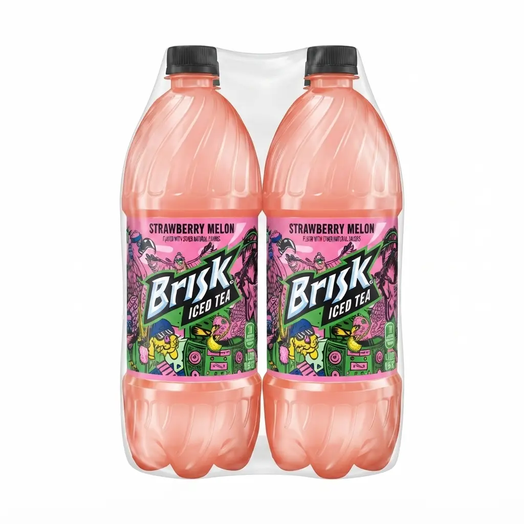 2 Pack Lipton Brisk Strawberry Melon Iced Tea - Bottled Tea Drink   Fruit Beverage