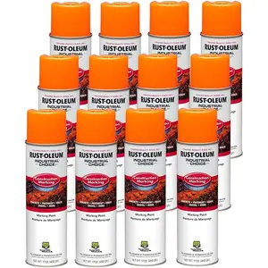 264697-12PK Industrial Choice M1400 System Water-Based Construction Marking Spray Paint, 17 oz, Fluorescent Orange, 12 Pack