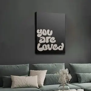 Wooden Frame, 1 Piece Modern Classic Art Decorative Canvas Poster Wall Art, Black, Beige, "Love You" Print, Fashionable Love Quotes, Unisex, Suitable for Bedroom, Bathroom, Living Room, Kitchen, Classroom, Indoor, Outdoor, Autumn, Spring