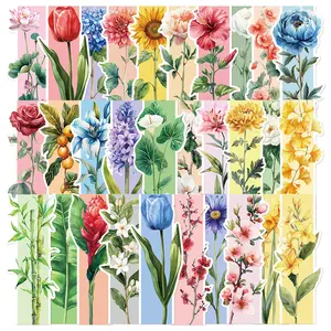 30 Springtime Floral Bookmarks - A Unique Series: Simple, Artistic, Creative Paper Bookmarks, Cards, Book Decoration Cards, Reading Annotation Cards, Floral Pattern Sticker