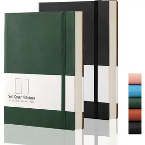 Dotted Grid Journal 2 Pack - A5 Dot Grid Notebook Softcover, Medium 5.75'' x 8.38'', 320 Numbered Pages, 120gsm Thick Dotted Paper, Soft Leather Cover (Black Green)