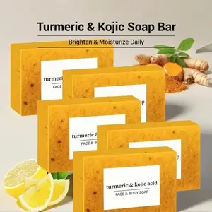 Natural Handmade Turmeric Kojic Acid Soap, Gentle Daily Exfoliation with Essential Ingredients, Premium Body and Facial Skincare for Men and Women